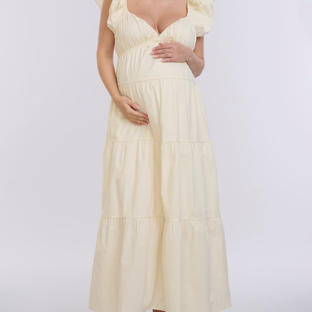 Motherhood Maternity Ruffle Sleeve Tie-Back Maxi Dress